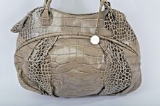 Furla Satchel Hobo Bag Beige Croco Embossed Leather Classic Women's Fashion