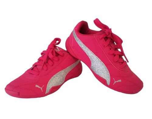 Kids Puma Tune Cat 3 Sneaker Shoes Size # 1, 364272 02 🔥 Hot Pink Gray Glitter - Afbeelding 1 van 5