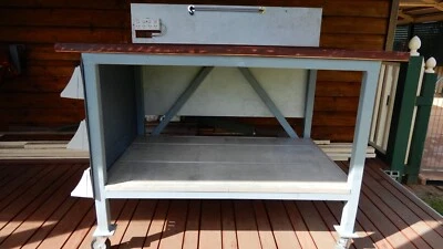 Workshop Bench Stainless Steel Frame Jarrah Top Aluminium Shelf
