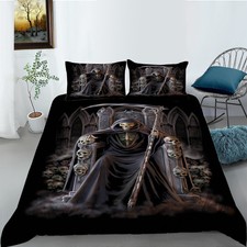3D Totenkopf Bettwäsche Set, Mikrofaser Polyester Gothic Bettbezug Set