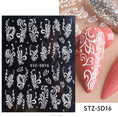 1Sheet White Butterfly French Tips Nail Stickers Manicure 5D16