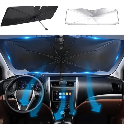 51" Car Windshield Sun Shade Foldable Umbrella Front Window Cover Visor Umbrella - Picture 14 of 15