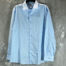 BAR III Men's Light Blue Slim-Fit Stretch Vintage Coral Dress Shirt SZL 16-16.5 