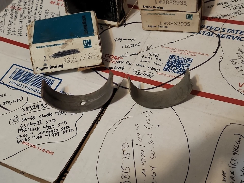 NOS 64-66 CHEVELLE CHEVY II CON 327 JUEGO DE 5 RODAMIENTOS DE VARILLA 3832935 X3 3876126 X2 STD Foto 3 de 4