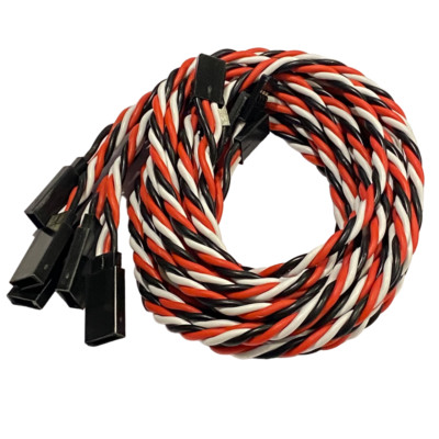(5) Futaba Servo Extension Leads with 90CM (~3ft) Heavy Duty Twisted 20awg Wire