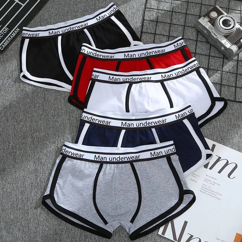5Pcs Cotton Boxer Shorts Underpants Soft Panty Male Shorts Men Panties