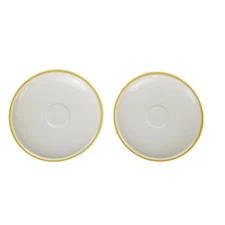 2 Mikasa Everfresh Daffodils Saucers C8300 Yellow Band Raised Middle