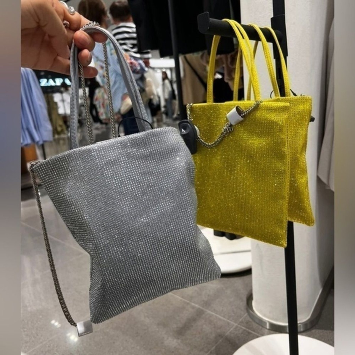 ZARA rhinestone mini tote bag silver 6345/110 | eBay ZARA rhinestone mini tote bag silver 6345/110 | eBay