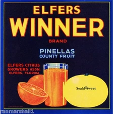 Elfers Florida Elfers Winner #1 Orange Citrus Fruit Crate Label Art Print