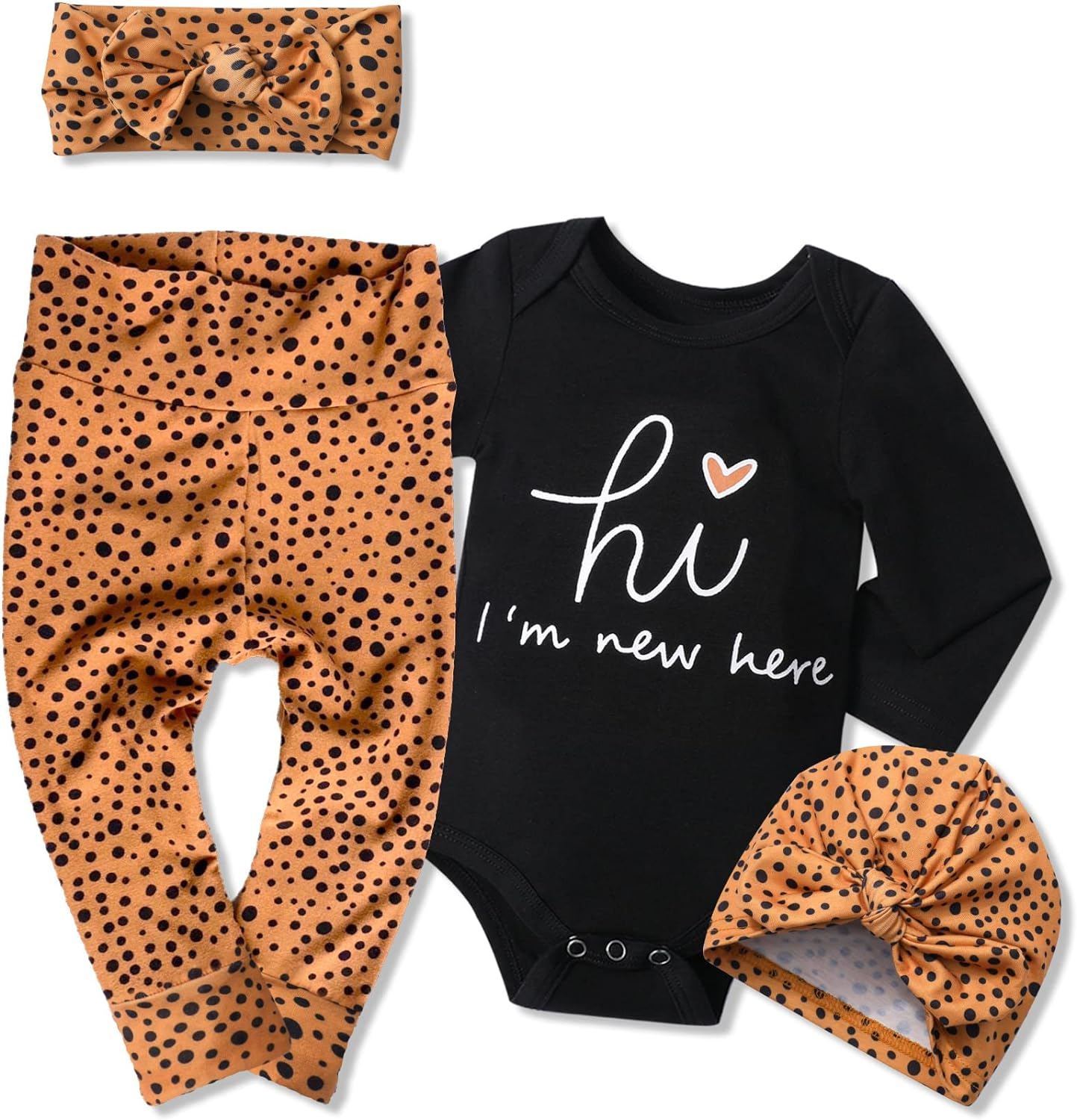 KANGKANG Newborn Baby Girl Clothes Hi I'M New Here Newborn Outfit Infant Romper