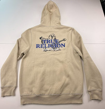 TRUE RELIGION MEN'S CONTRAST W/ BUDHA BACK DESIGN ZIP HOODIE FOG SZ M NWT
