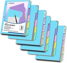 5 Tab Binder Dividers for 3 Ring Binder, Pastel, Letter Size, 6 Sets