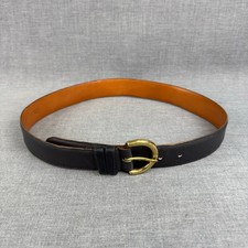 Coach Navy Glove Tanned Leather Belt USA Made Brass Buckle Size L 36 1.5 Vtg