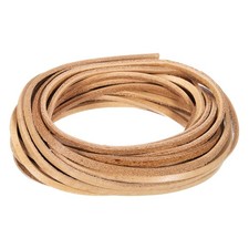 5.5 Yard 3mm Flat Leather Cord, Leather Lacing Strips for DIY Crafts Light Brown