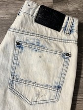 Southpole Straight Leg Acid Light Wash Distressed Y2K Blue Jeans, Size 32x32