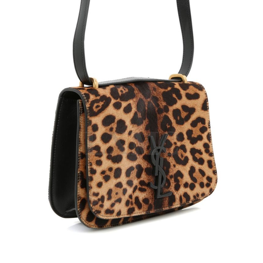 Borsa a tracolla Saint Laurent Monogram Spontini con patta leopardata 512853