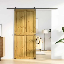 Barn Door Solid Pine Wood Honey Brown 90x210cm Waxed Sliding InteriorFor Bedroom