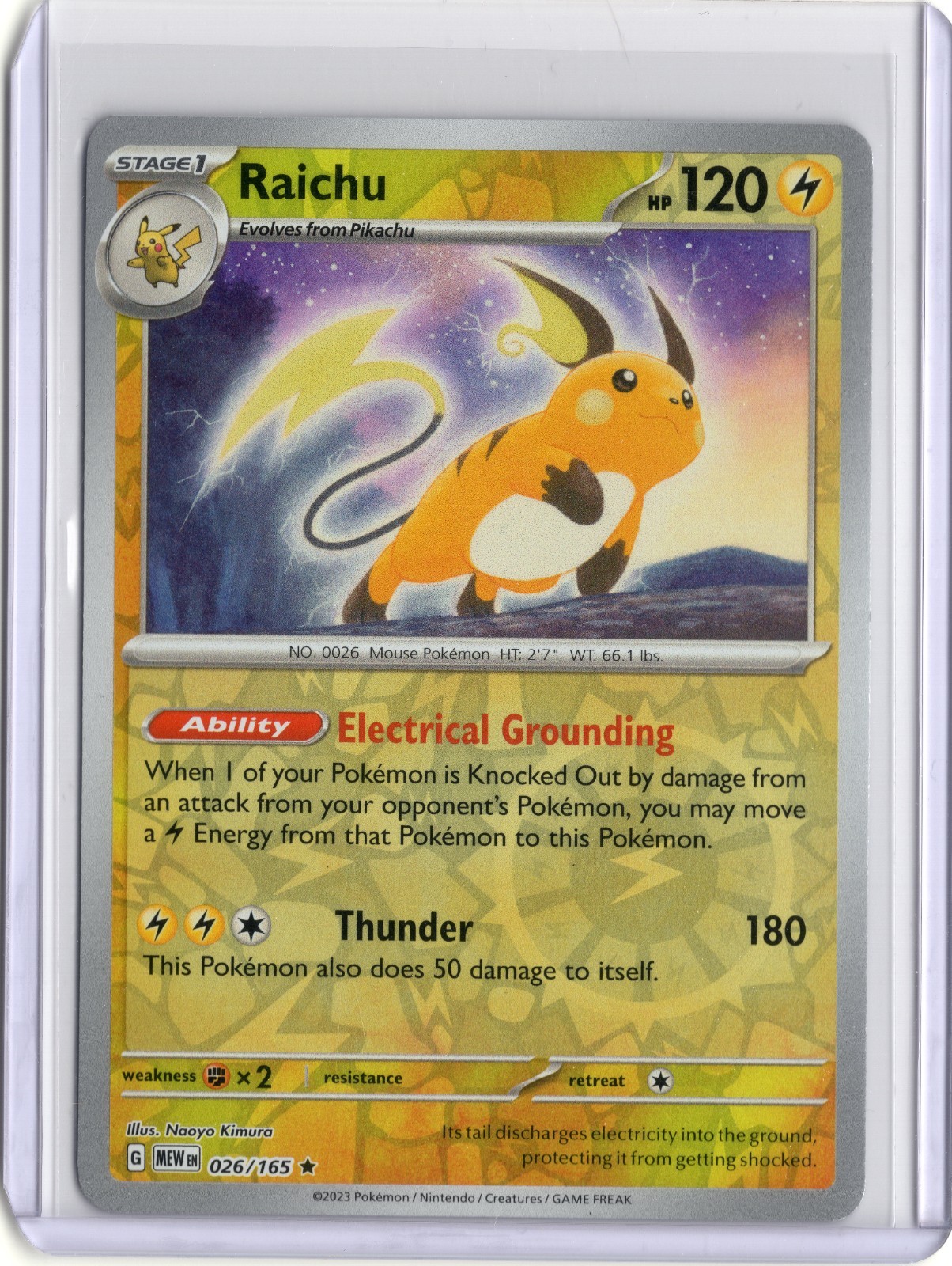 2023 Pokemon SV151 Raichu 26/165 Reverse Holo Rare Scarlet Violet Card NM