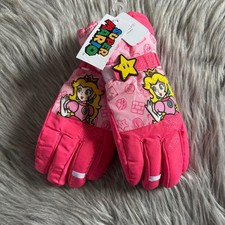 Nintendo Super Mario Snow Gloves Girls Size Small/Medium Pink Princess Peach