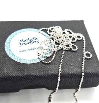 Silber Halskette Kette Kugel Perle Schmuck massiv 925 Sterling in Geschenkbox 1mm