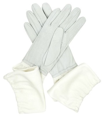 Anti-Flash weiße Leder & Textil Stulpen Handschuhe