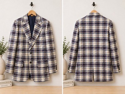 Vintage College Town Boston Collegiate Plaid Blazer Jacket, Preppy