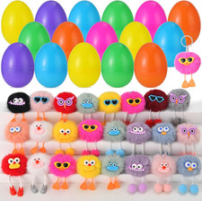 24 Pack Prefilled Easter Eggs with Kids Keychains Plush Toy Cute Keychains for K