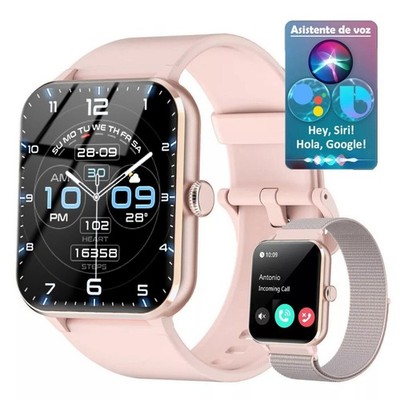 Smartwatch für Damen mit Anrufen und Sprachassistenten Sportuhr Schrittzähler