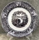 Pair Podmore Walker Washington Vase Flow Black Plate Romantic Transfer Plates — photo 2