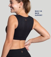 Tommie Copper Seamless Back Support Bra Womens Large Black Zip Front NEW