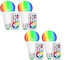 LED Light Bulbs, 4 Pack Dimmable E26 LED Light Bulb, 10W RGBW Color Changing ...