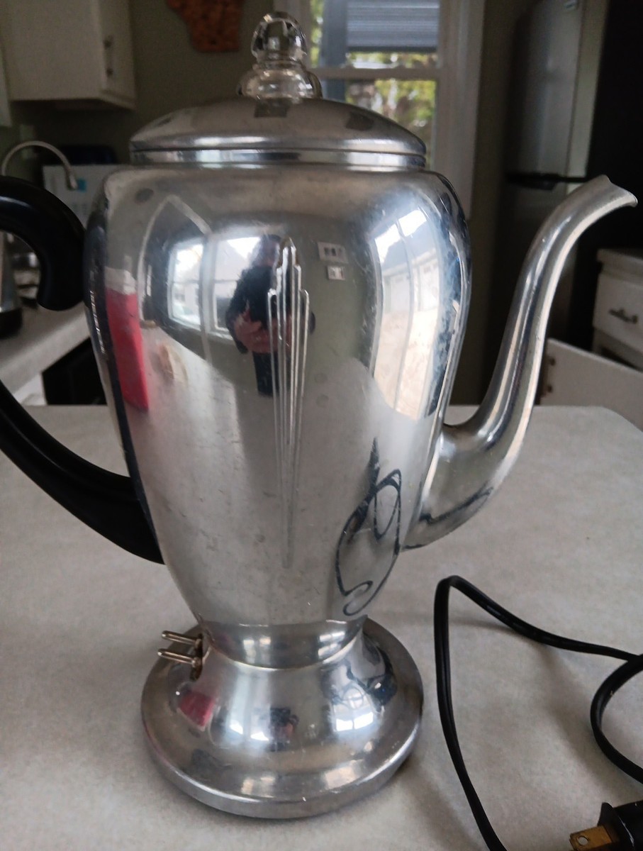 Vintage Mirro Art Deco Electric Coffee Percolator 8 Cup Aluminum