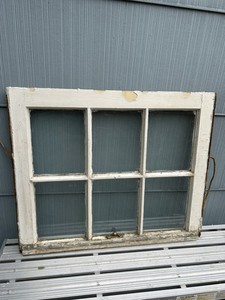Two Salvaged 1920’s 6 Pane Windows Wood Frame
