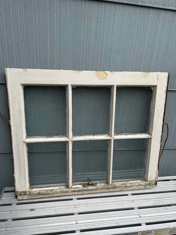 Two Salvaged 1920’s 6 Pane Windows Wood Frame