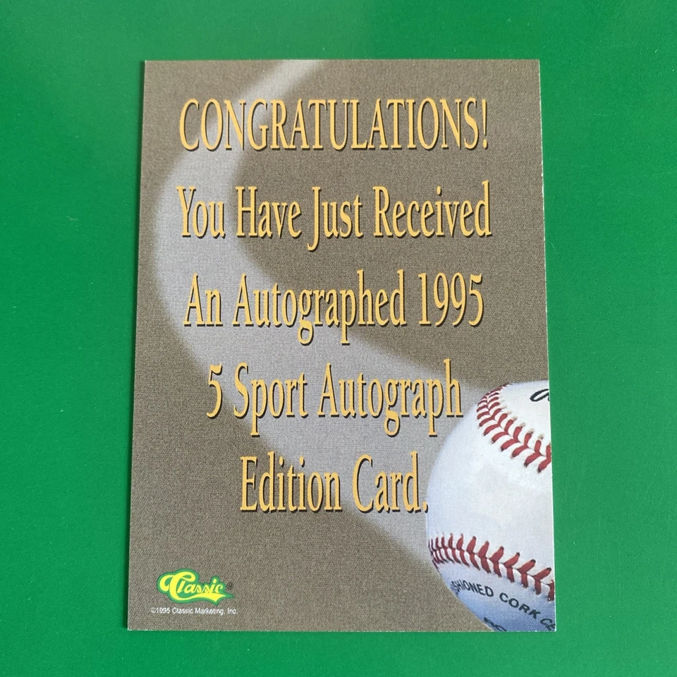 Mark Redman 1995 Classic 5 Sport Certified On-Card Rookie Autograph Card - Image 2 of 2