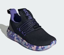 Adidas Niños Talla 10.5 Negro Malla Zapatos para Correr con Suela de Camuflaje