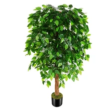 5ft Artificial Ficus Silk Tree (60in) with Plastic Nursery Pot Faux Tree, Fak...