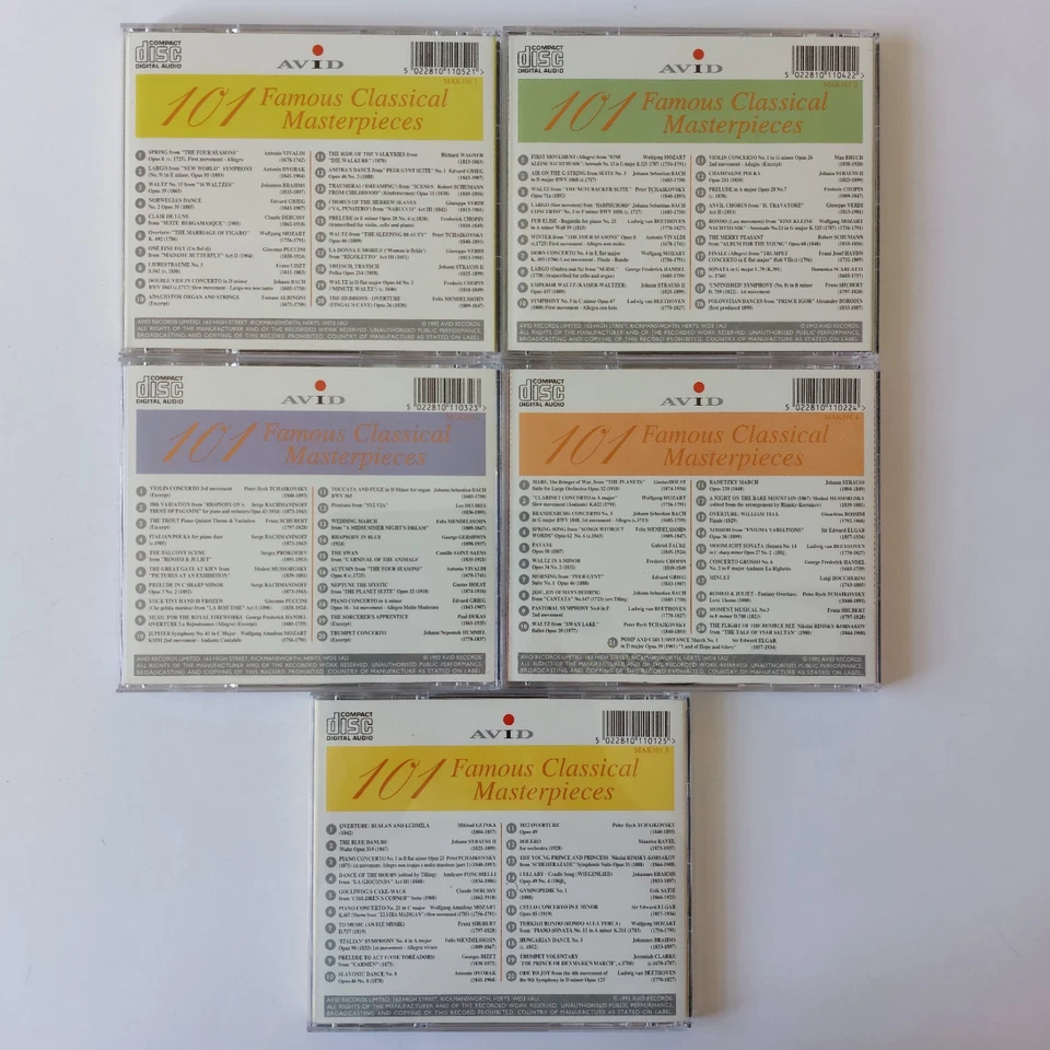 101 Famous Classical Masterpieces - 5 x CD Album Boxset (1992) NEW - Image 3 of 4