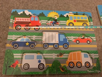 Melissa & Doug Fahrzeuge Holzklammer Puzzle Vorschule      