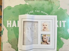 Baby Keepsake Picture Frame Kit Clay Hand Print/Foot Print Gift by Little Hippo