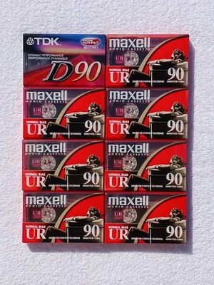 Lot of 7 Maxell UR-90 Type 1 Normal Bias Audio Cassette Tapes 90 Minutes 1 TDK D