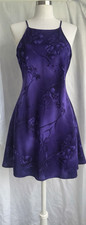 Y2K Express Purple Floral Satin Slip Dress Spaghetti Strap Women’s Size Small