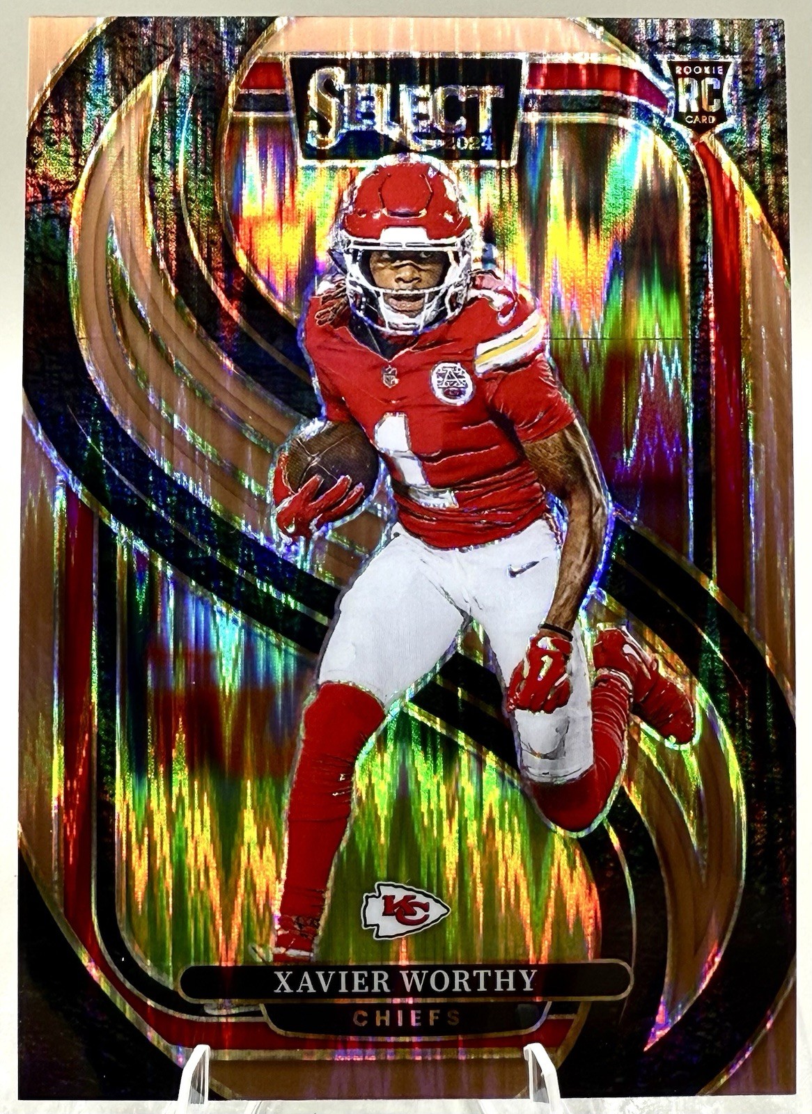 2024 Panini Select Xavier Worthy Premier Level (RC) #119 Copper Prizm Shock /299