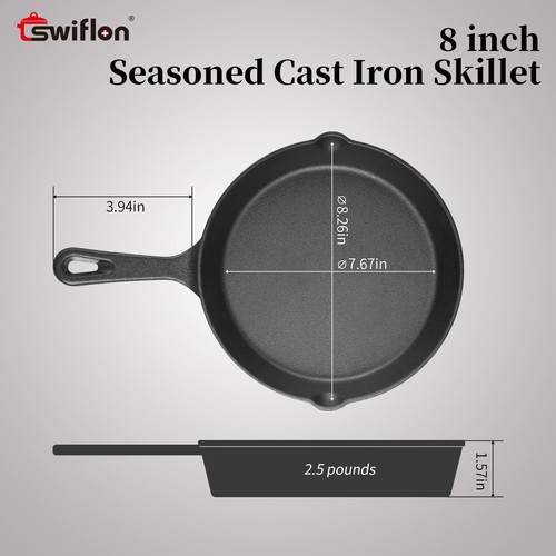 Cast Iron Skillets Non-Stick Frying Pans Griddle Egg Pan Round Indoor/Outdoor... - Picture 2 of 6