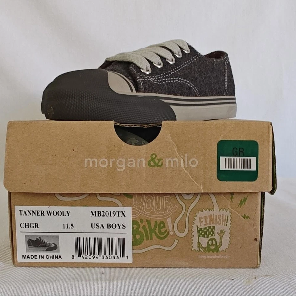 Morgan & Milo Tanner Wooly Sneaker Kids Size 11.5 Gray Lace Up Casual Unisex - Image 4 of 4