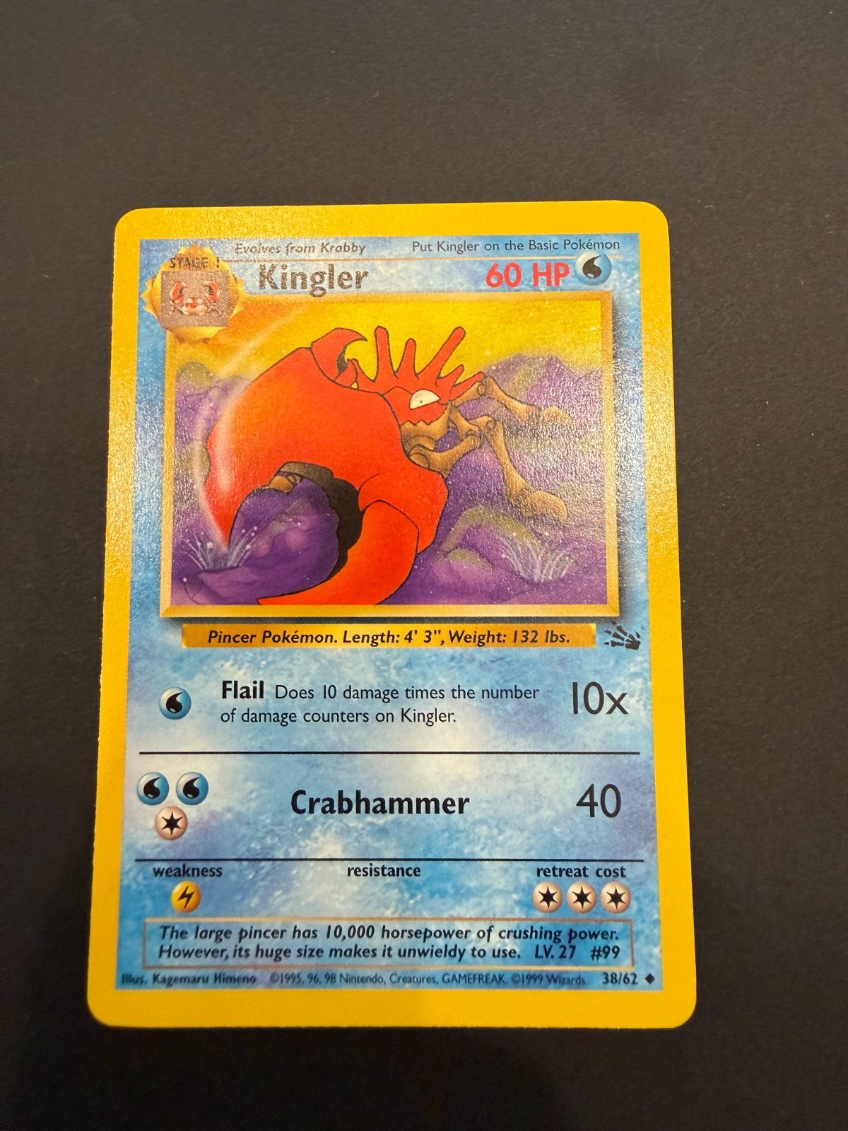 Pokémon TCG Kingler Fossil 38/62 Regular NM!