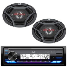 JVC KD-X38MBS 1 DIN USB LED Stereo Receiver, 2x JVC 6x9" 550W Speakers