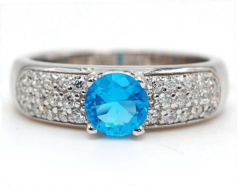 2CT Heat Treated Blue Topaz 925 Solid Sterling Silver Ring Jewelry Sz 6 U2-7