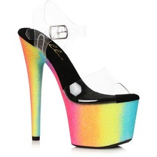 Ellie 7 Stiletto Platform Ankle Strap Sandals 709 Candy