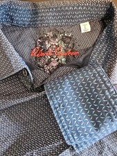 Robert Graham Classic Geometric Check Flip Cuff Men Large Luxury Classic Work